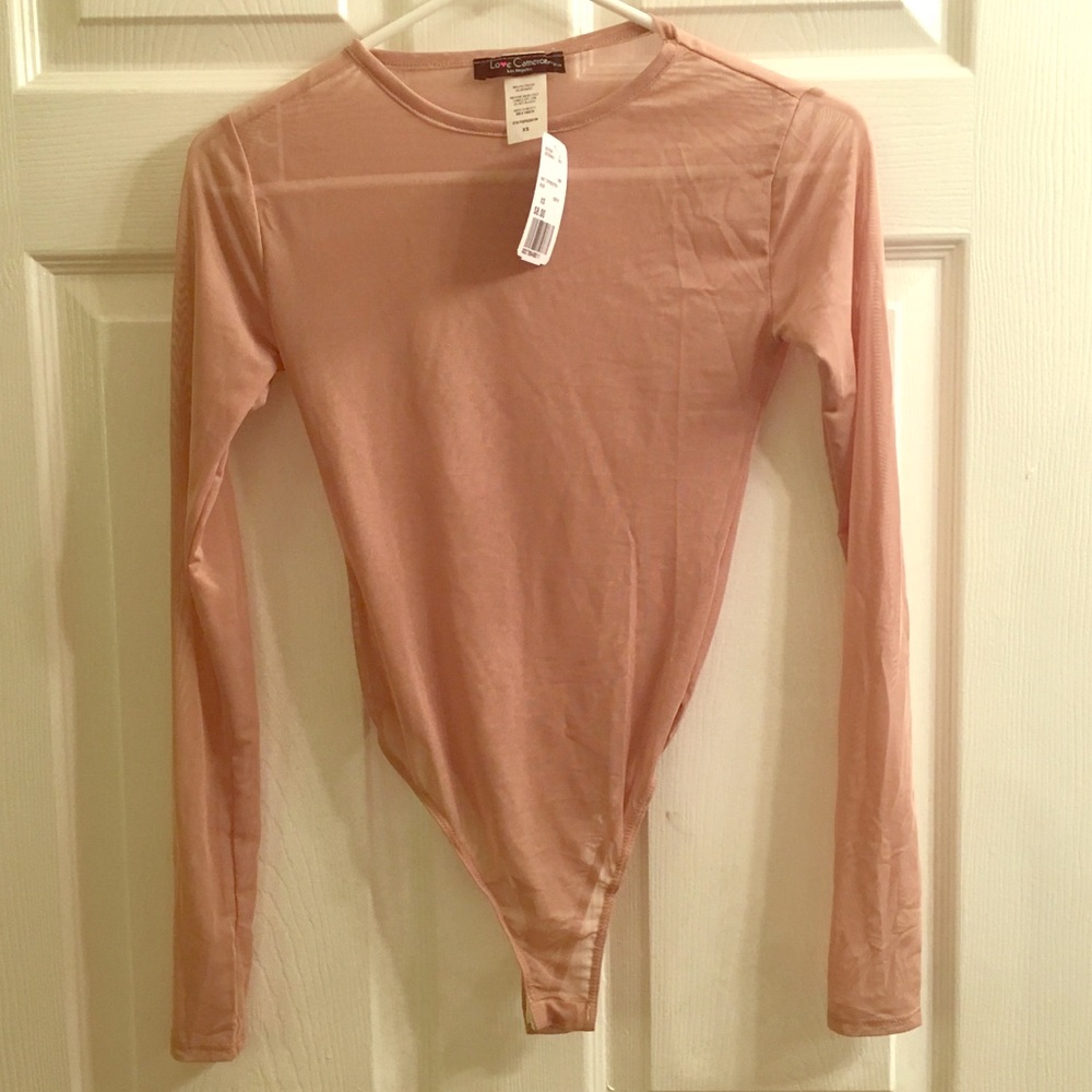 Forever 21 NWT nude mesh bodysuit XS